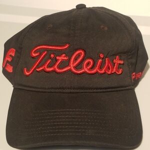 Titleist Black Cap Hat with Red Script Logo